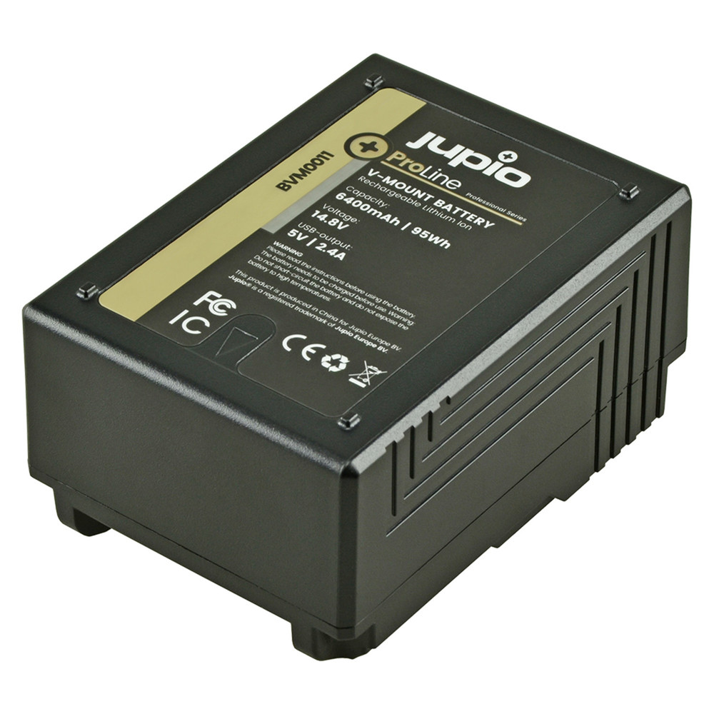 Jupio V-Mount Battery (RED Raven/Dragon/...) 14.8v 6400mAh (95Wh) - LED Indicator, D-Tap and USB 5v DC Output