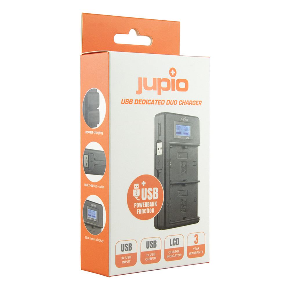 Jupio USB Dedicated Duo Charger LCD NP-FM50, NP-F550/F750/F970 for Sony