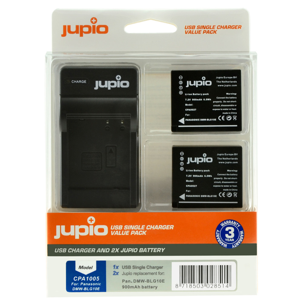 Jupio Value Pack: 2x Battery DMW-BLG10 + USB Single Charger