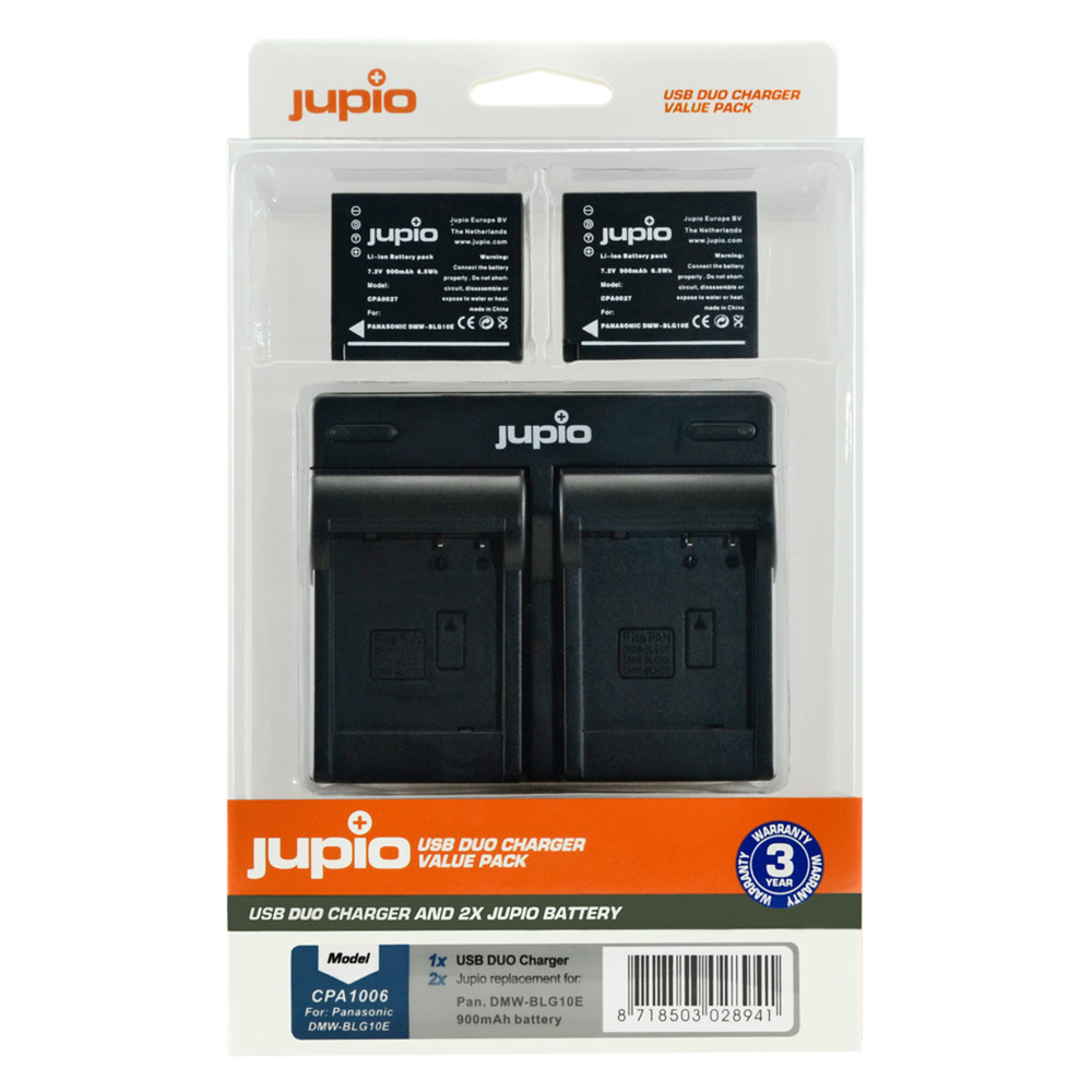 Jupio Value Pack: 2x Battery DMW-BLG10 + USB Dual Charger for Panasonic