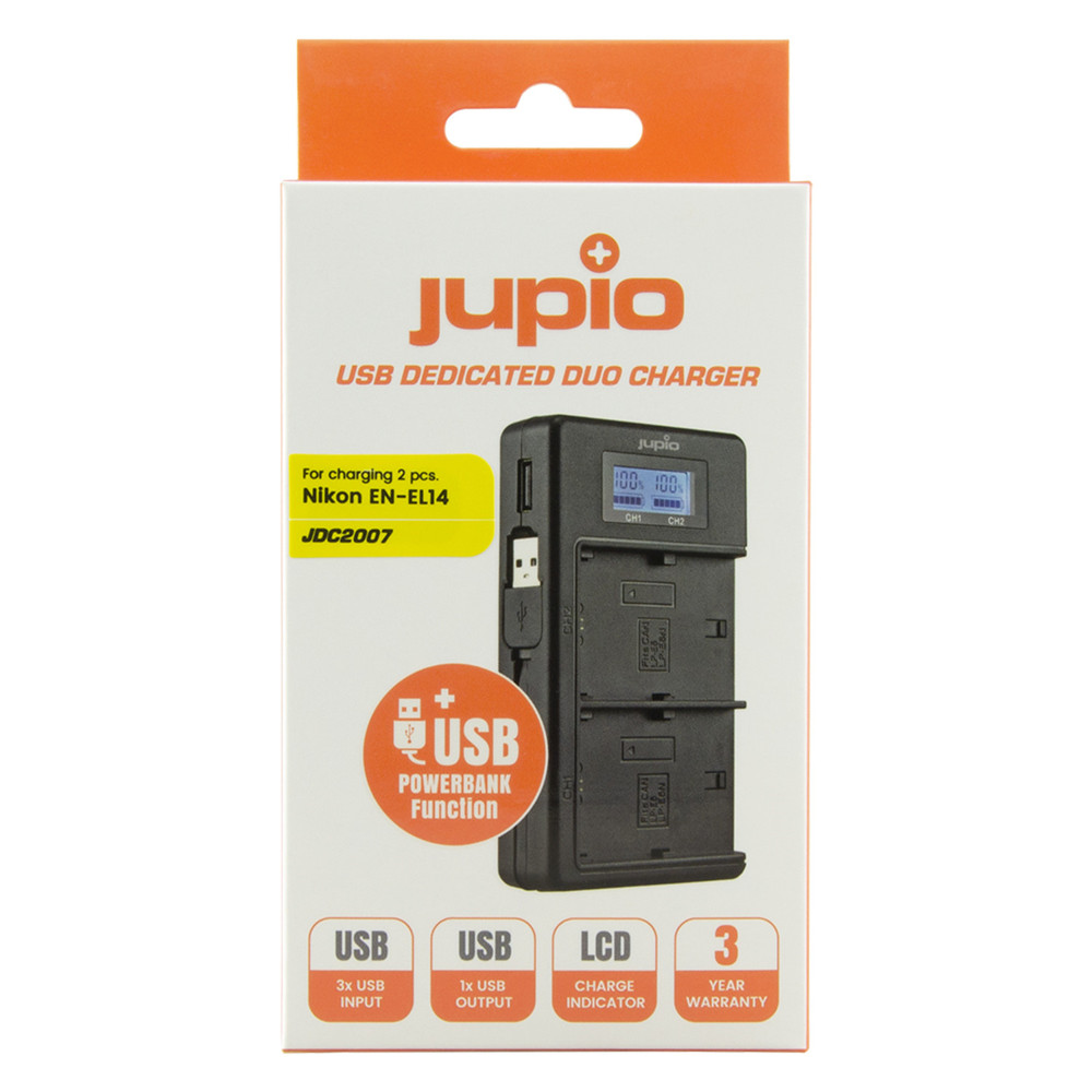 Jupio USB Dedicated Duo Charger LCD for Nikon EN-EL14 for Nikon