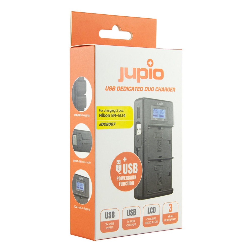 Jupio USB Dedicated Duo Charger LCD for Nikon EN-EL14 for Nikon