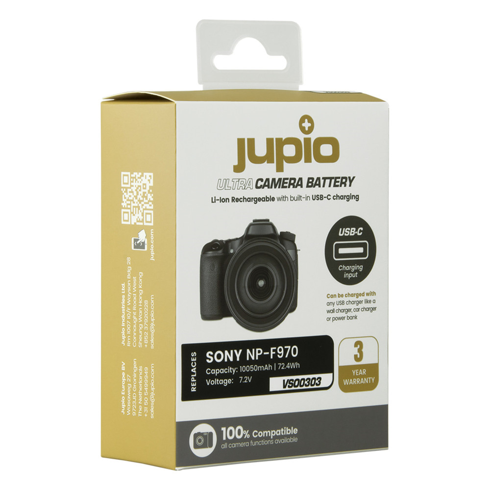 Jupio NP-F970 ULTRA C (USB-C 20W PD input/output) 10050mAh for Sony