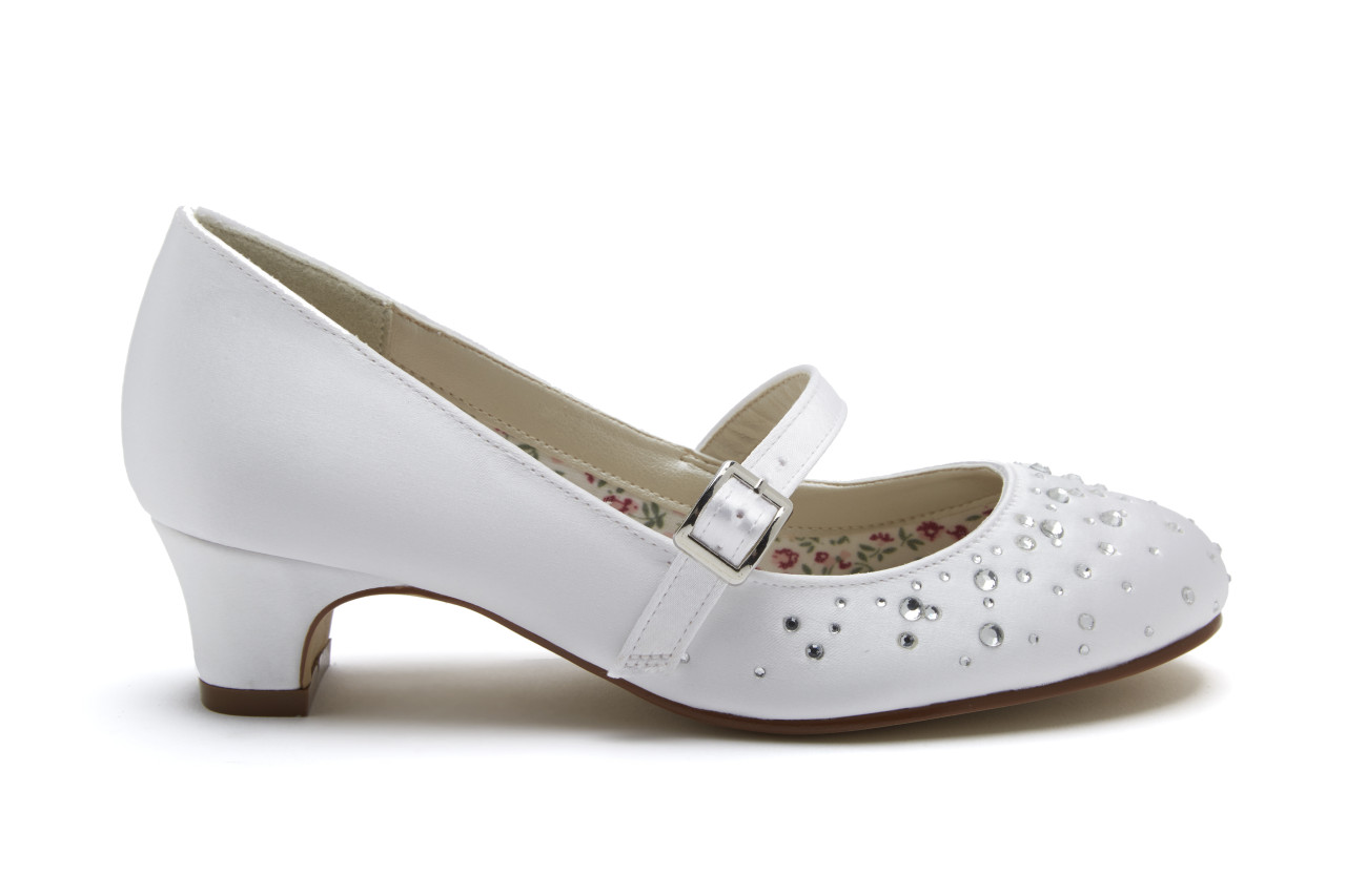 Rainbow Club Cherry Bridesmaid Shoes, White Communion