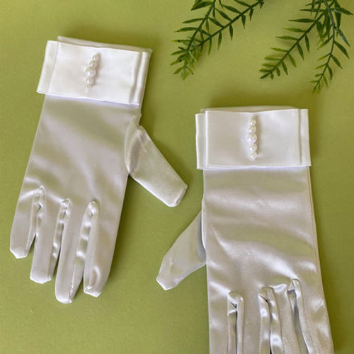 Satin Gloves with Thick Ribbon Finish