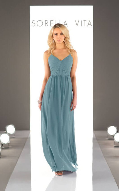 sleeves emerald green bridesmaid dresses Wrap Tie Chiffon Bridesmaid Dress main image 1