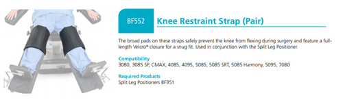 Steris BF552 Split Leg Positioner Knee Restraint Straps (Pair)  NEW