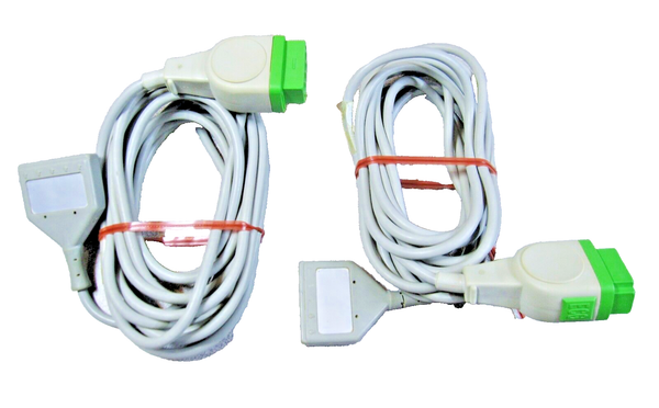 2x GE 2017004-001 Multi-Link ECG Trunk Cable 3-Lead Neonatal DIN, AHA 12 FT/3.6M