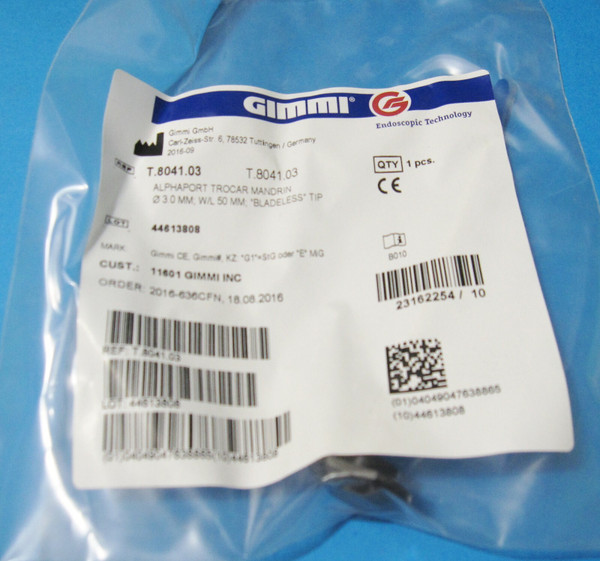 GIMMI T.8041.03 ALPHAPORT TROCAR MANDRIN 3.0 MM W/L 50 MM, BLADELESS TIP