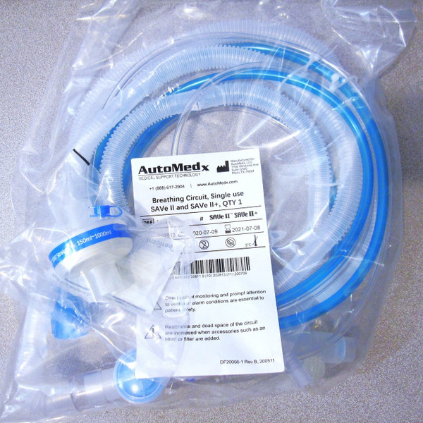 Lot of 10x Sets of AutoMedx SAVE II/SAVE II+ Circuits WITH Heat/Moisture Filters