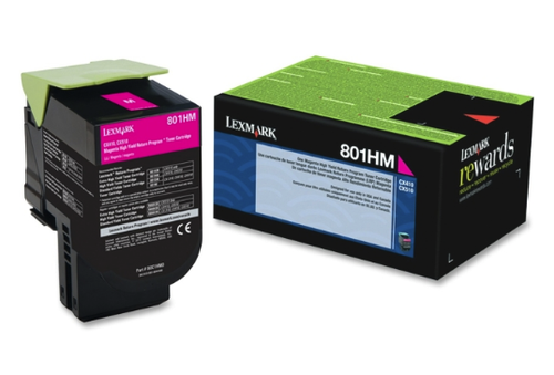 Original Lexmark 80C1HM0 801HM Magenta Return Program High-Yield Unison Toner Cartridge