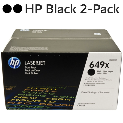 Original HP 649X CE260XD Black High-Yield Laser Toner Cartridges Dual Pack 2-Pack