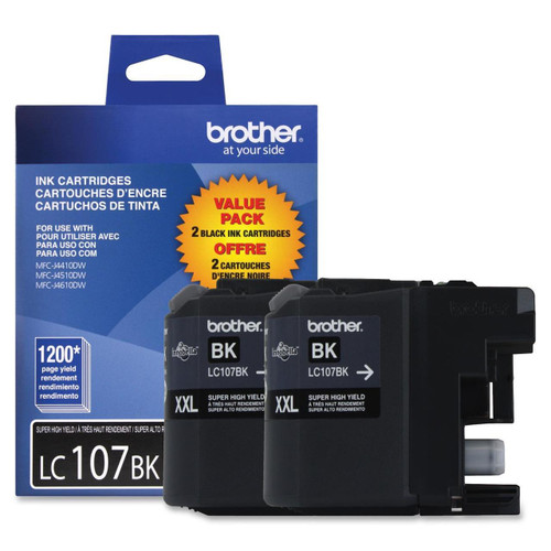 Original Brother LC-107 Black Super High Yield Ink Cartridges Pack Of 2