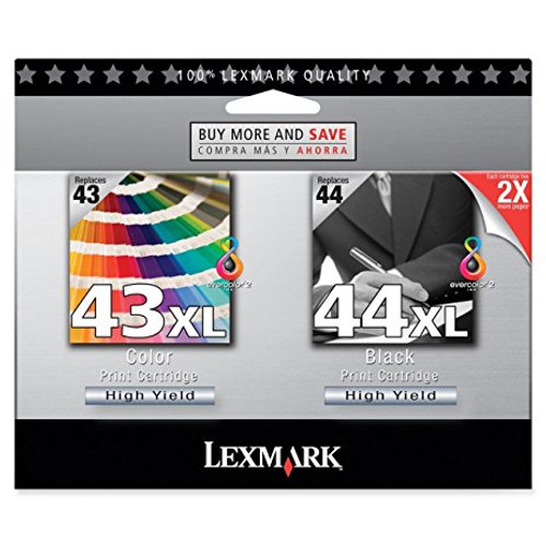 Original Lexmark 43XL 44XL Black and Color High Yield Ink Cartridge Dual Pack 18Y0372 Original Lexmark 43XL 44XL Black and Color High Yield Ink Cartridge Dual Pack 18Y0372