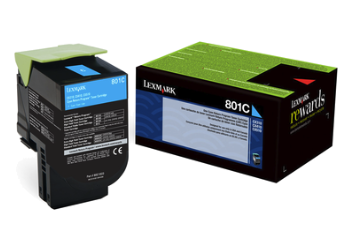 Original Lexmark 80C00CG Unison 801C Return Program Cyan Toner Cartridge