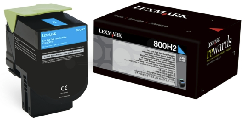 Original Lexmark 80C0H20 800h2 Cyan High-Yield Toner Cartridge
