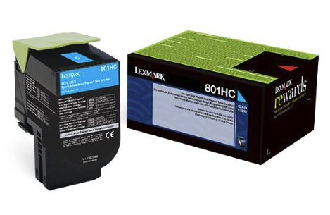 Original Lexmark 80C0HCG Unison 801hc Return Program Cyan High-Yield Toner Cartridge