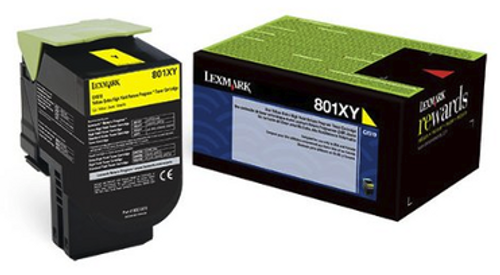 Original Lexmark 80C0XYG Unison 801XY Return Program Yellow X-High-Yield Toner Cartridge