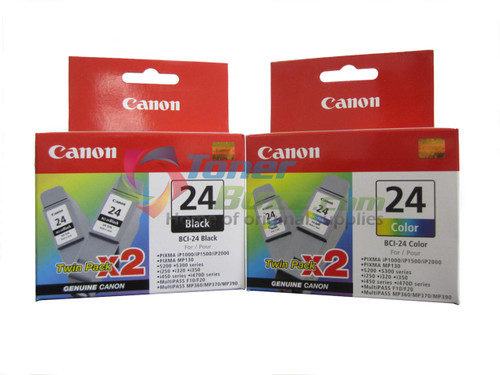 Original Canon BCI-24 Black Twin Pack and Color  Twin Pack Ink Tank Cartridges