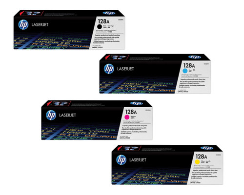 HP 128A Original Toner Cartridge 4 Color Combo Pack Black Cyan Magenta Yellow CE320A CE321A CE322A CE323A