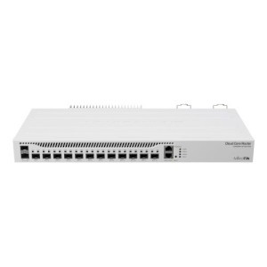 Cloud Core Router 2004-1G-12S+2XS with Annapurna Alpine AL32400 Cortex A57 CPU (4-cores, 1.7GHz per core), 4GB RAM, 1x Gigabit RJ45 port, 12x 10G SFP+ cages, 2 x 25G SFP28 cages, RouterOS L6, 1U rackmount case, Dual PSU