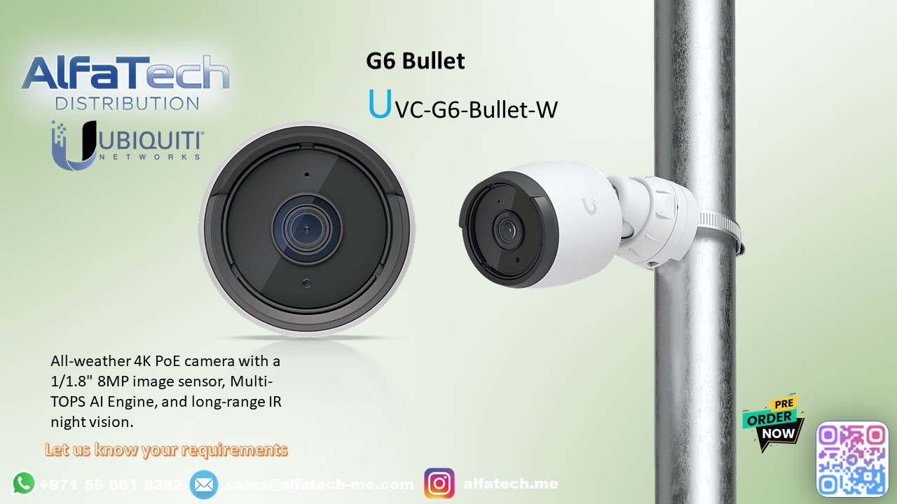 Ubiquiti UniFi Protect G6 Bullet – 4K Wide-Angle Outdoor Camera (White)