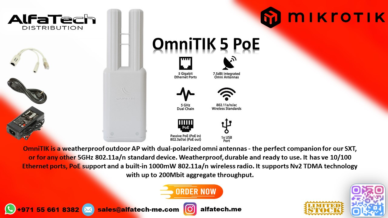 MikroTik OmniTIK 5 PoE: Rugged 5GHz Omni Antenna with PoE Output for Outdoor Wireless Networks