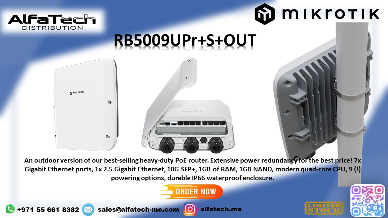 MikroTik RB5009UPr+S+OUT: Compact and Durable Outdoor Router with PoE-In & PoE-Out for High-Performance Networking