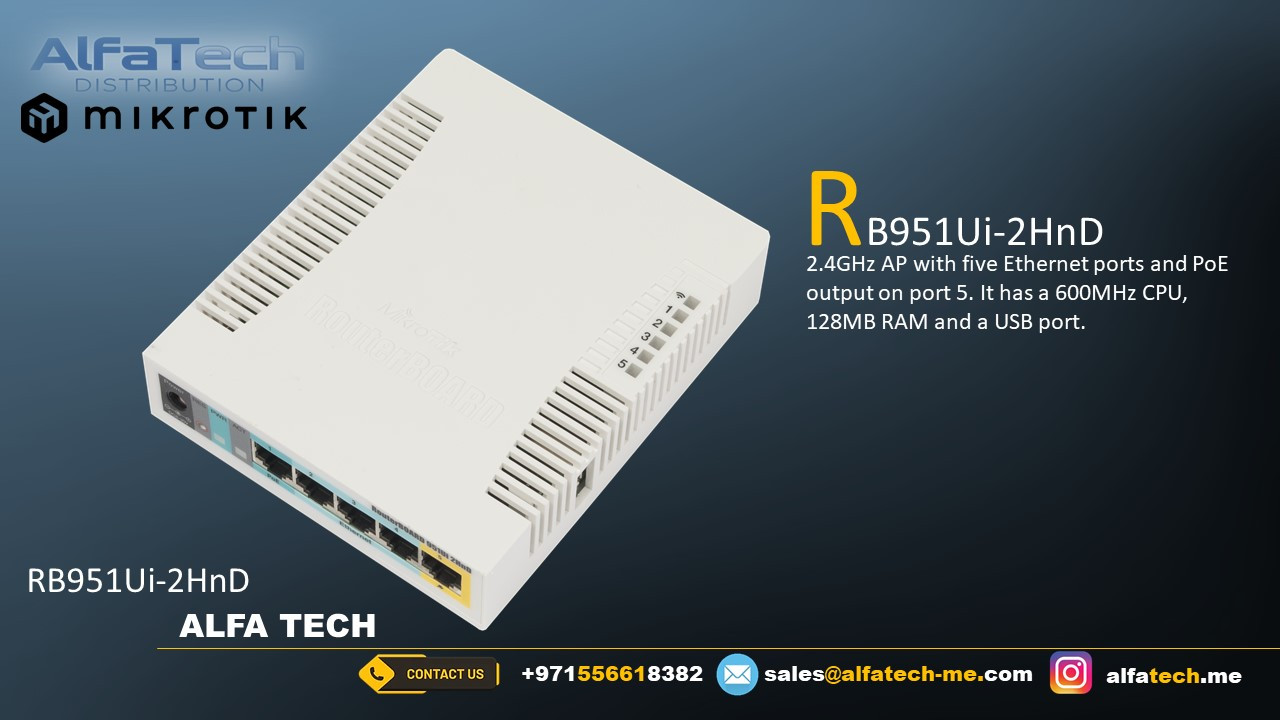 MikroTik RB951Ui-2HnD Powerful 2.4 GHz Wireless Router for Home and Small Office