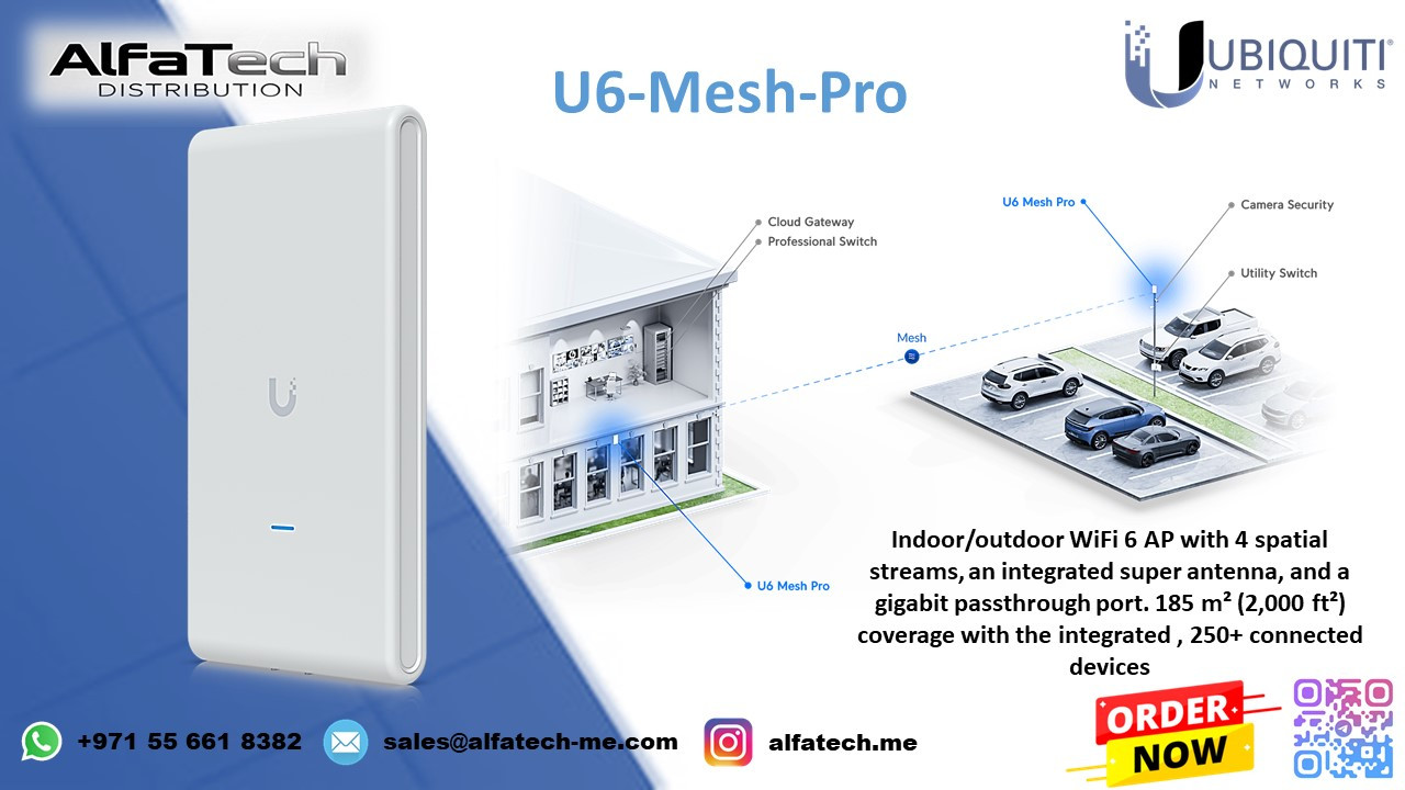 Ubiquiti U6-Mesh-Pro: High-Powered Wi-Fi 6 Mesh Access Point for Wide-Area Coverage