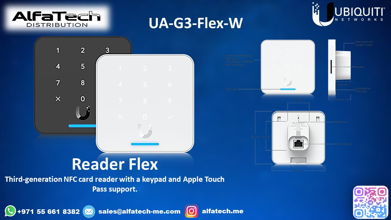Ubiquiti UA-G3-Flex-W: Third-Generation NFC Card Reader with Keypad and Apple Touch Pass Support