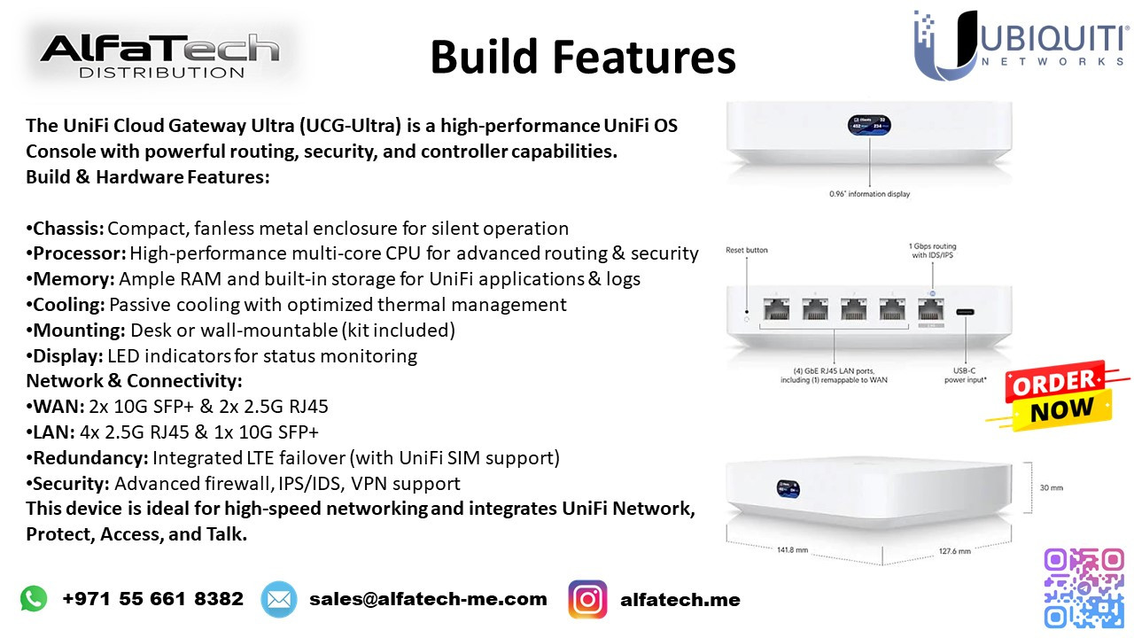 The UniFi Cloud Gateway Ultra (UCG-Ultra) is a high-performance UniFi OS ...