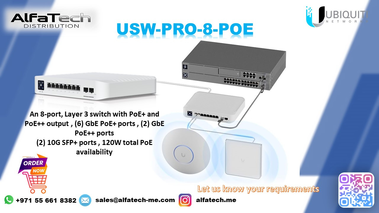 Ubiquiti USW-Pro-8-PoE: Managed 8-Port Gigabit Switch with PoE+ and 10G Uplinks for Advanced Networking