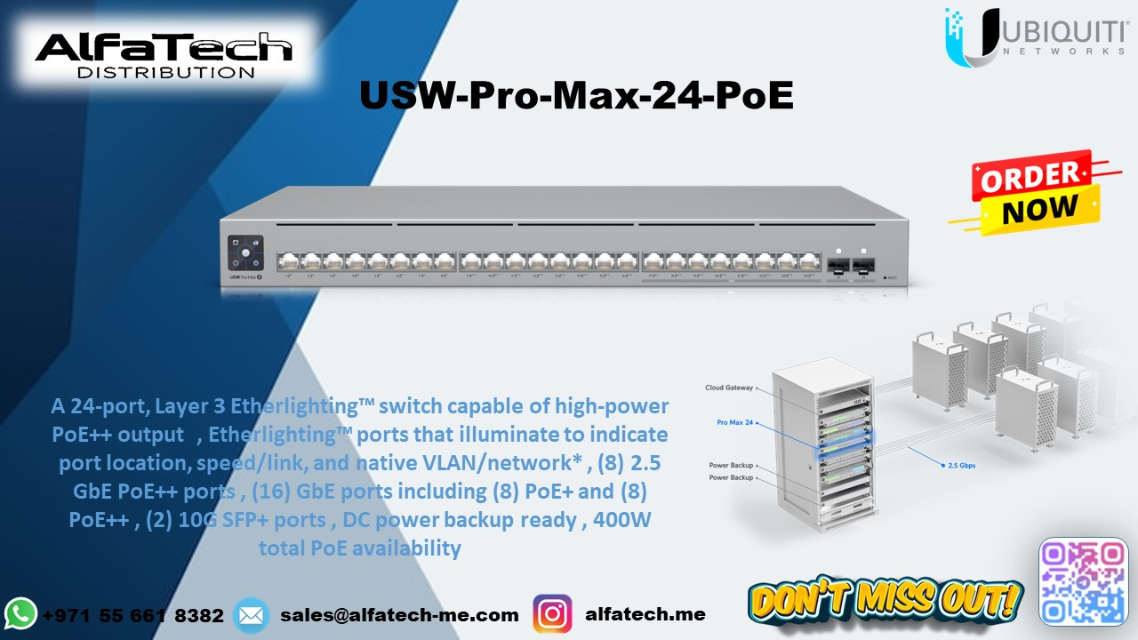 Ubiquiti USW-Pro-Max-24-PoE: High-Performance Managed Switch with Advanced PoE Capabilities