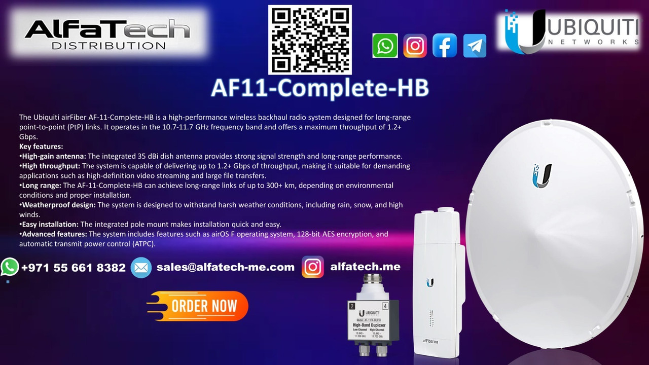 Ubiquiti AF11-Complete-HB: High-Band Licensed Backhaul for Maximum Performance and Reliability