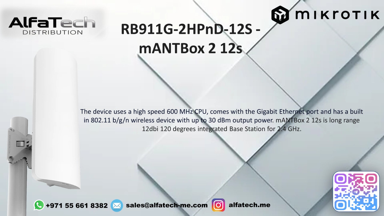 MikroTik mANTBox 2 12s: High-Performance 2.4GHz Sector Antenna with Integrated Radio