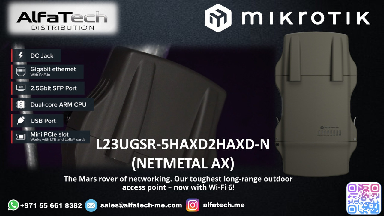 MikroTik L23UGSR-5HaxD2HaxD-N (NetMetal AX): Rugged Wi-Fi 6 Outdoor Radio for High-Performance Wireless Links