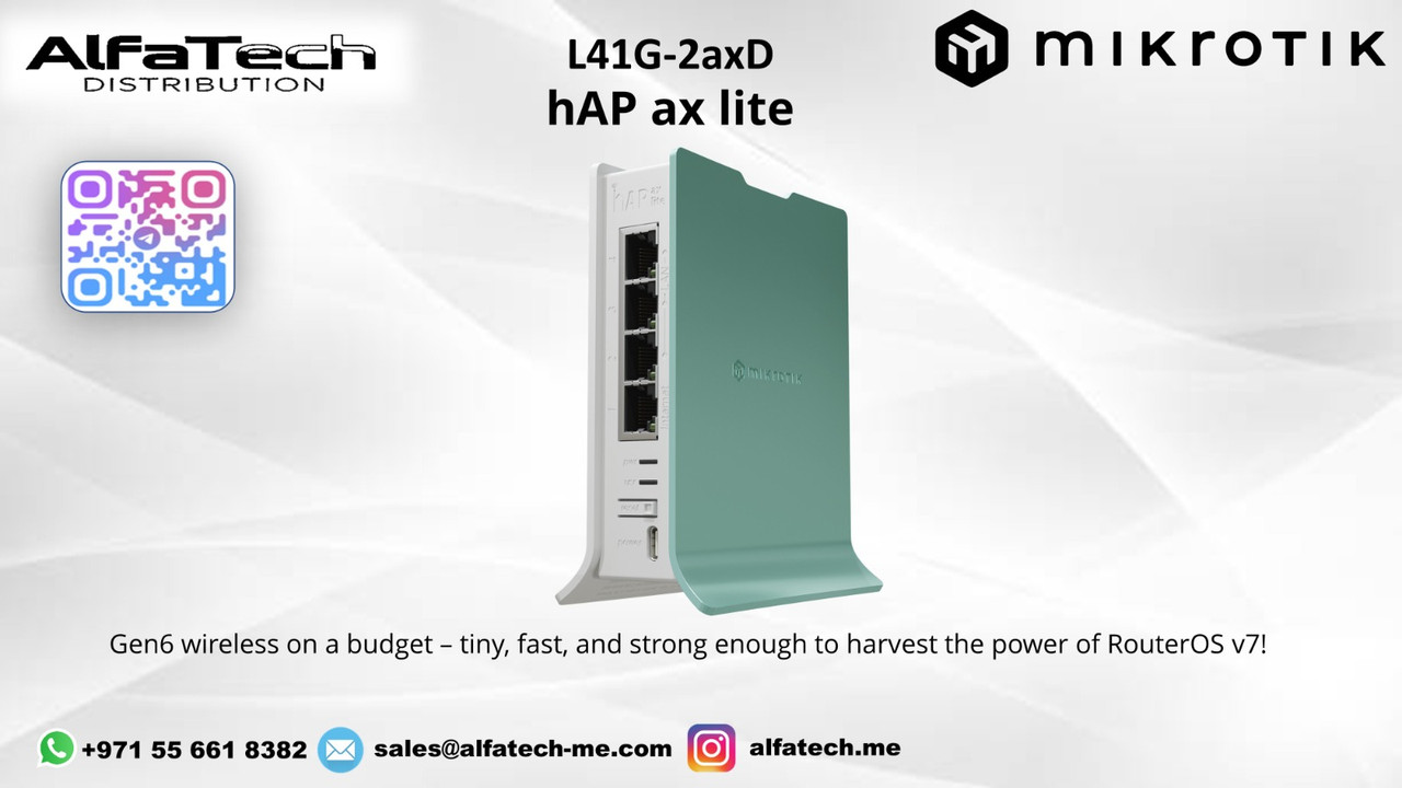 MikroTik L41G-2axD hAP ax lite: Compact Wi-Fi 6 Router for Efficient Home and Office Networking