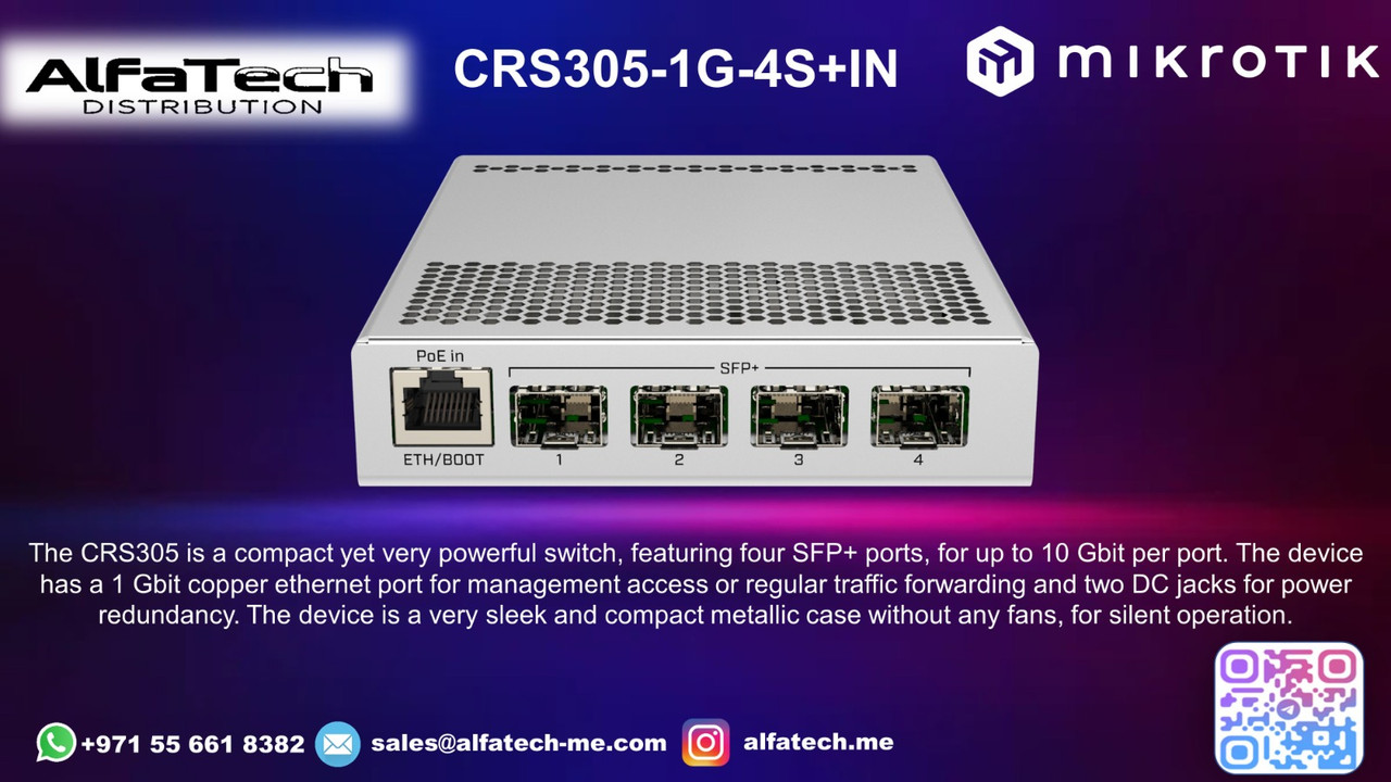 MikroTik CRS305-1G-4S+IN: Compact 10GbE SFP+ Switch for High-Speed Networking