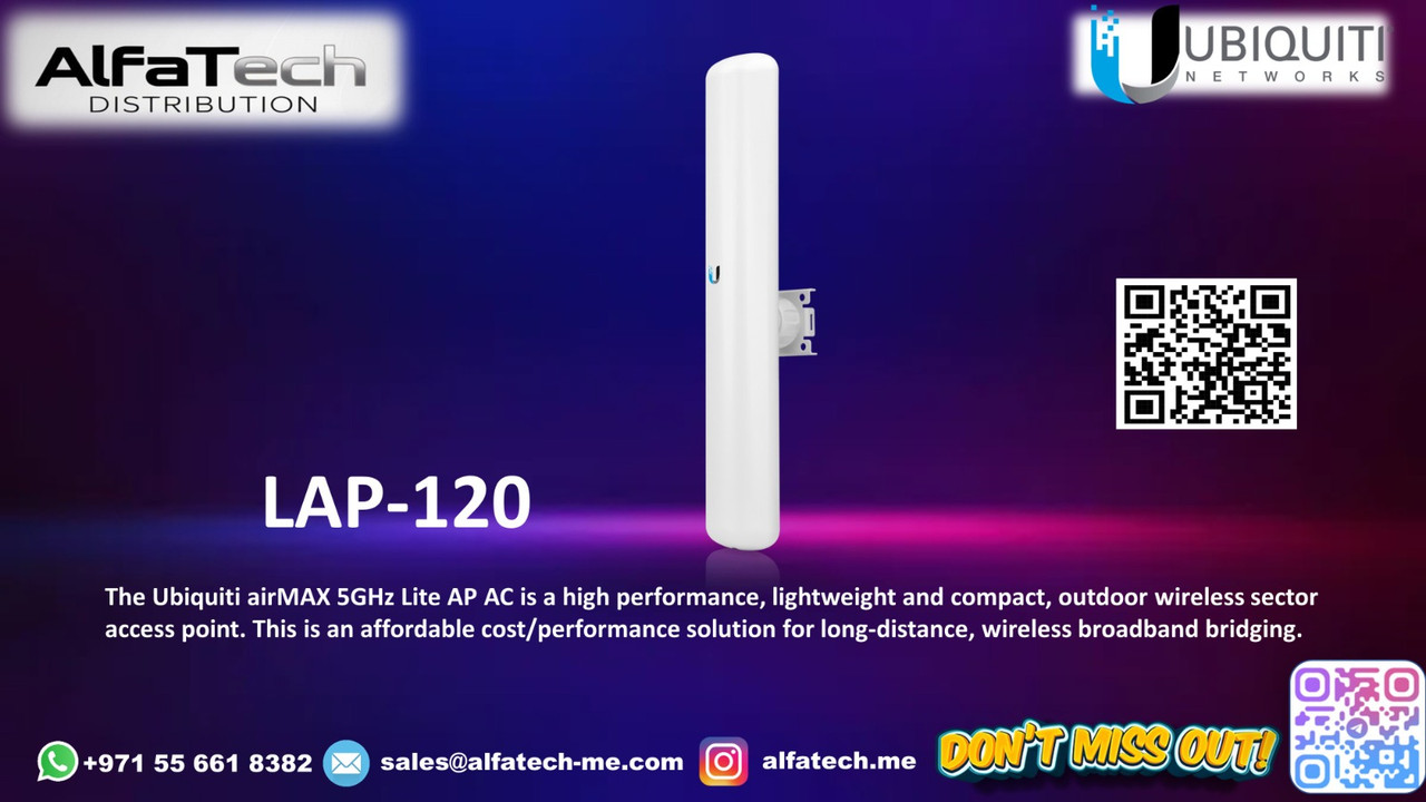 Ubiquiti LAP-120: Lightweight 5GHz AirMAX Sector AP for Wide-Area Coverage