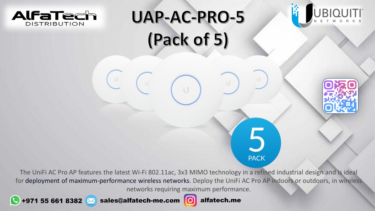 Ubiquiti UAP-AC-PRO (5-Pack): High-Performance Dual-Band Access Points for Scalable Wi-Fi Networks