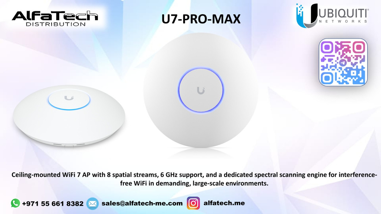 Ubiquiti U7-Pro-Max: High-Performance Wi-Fi 7 Access Point with 6 GHz Support and Advanced Spectral Scanning