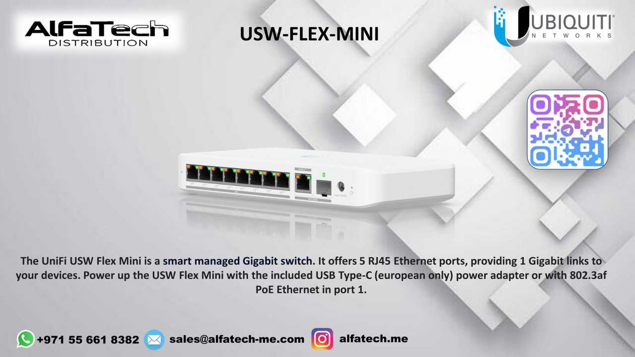 Ubiquiti USW-Flex-Mini: Compact 5-Port Gigabit Switch with PoE and USB-C Power Options