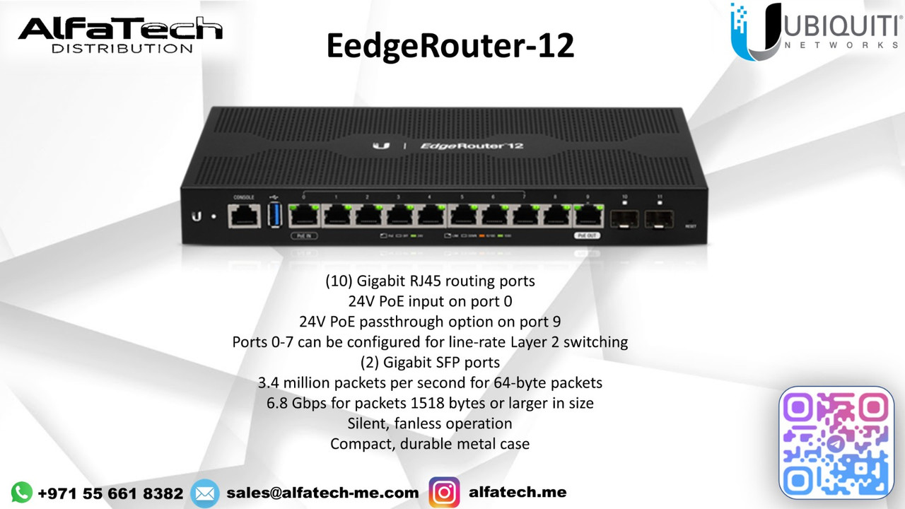 Ubiquiti EdgeRouter 12: High-Performance Gigabit Router with Advanced Routing and PoE Flexibility