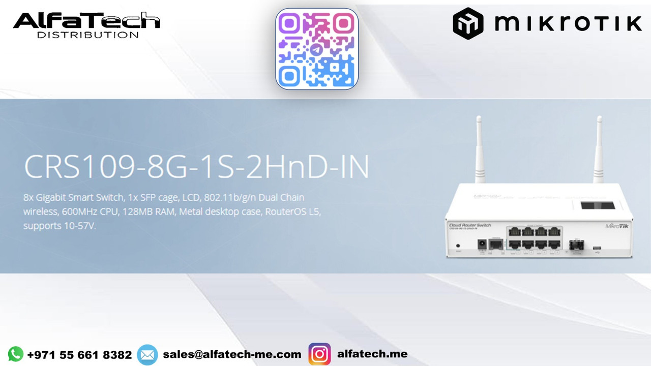 MikroTik CRS109-8G-1S-2HnD-IN: 8-Port Gigabit Cloud Router Switch with Wireless Connectivity