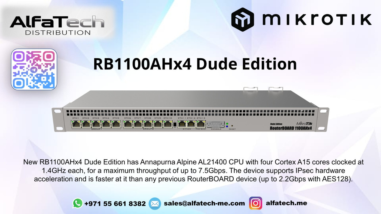 MikroTik RB1100AHx4 Dude Edition: High-Performance Router with Built-in The Dude Server
