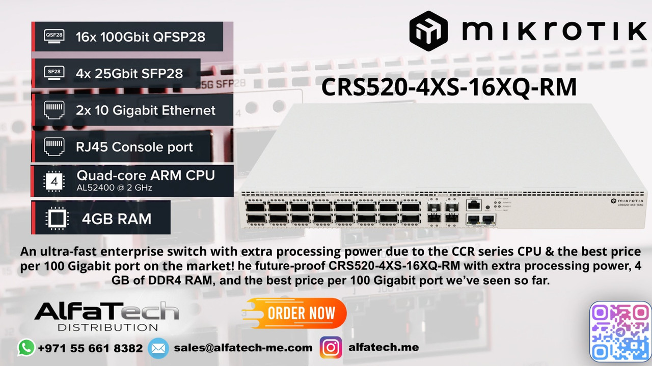 Future-Proof 100G Aggregation for Data Center Core with MikroTik CRS520-4XS-16XQ-RM