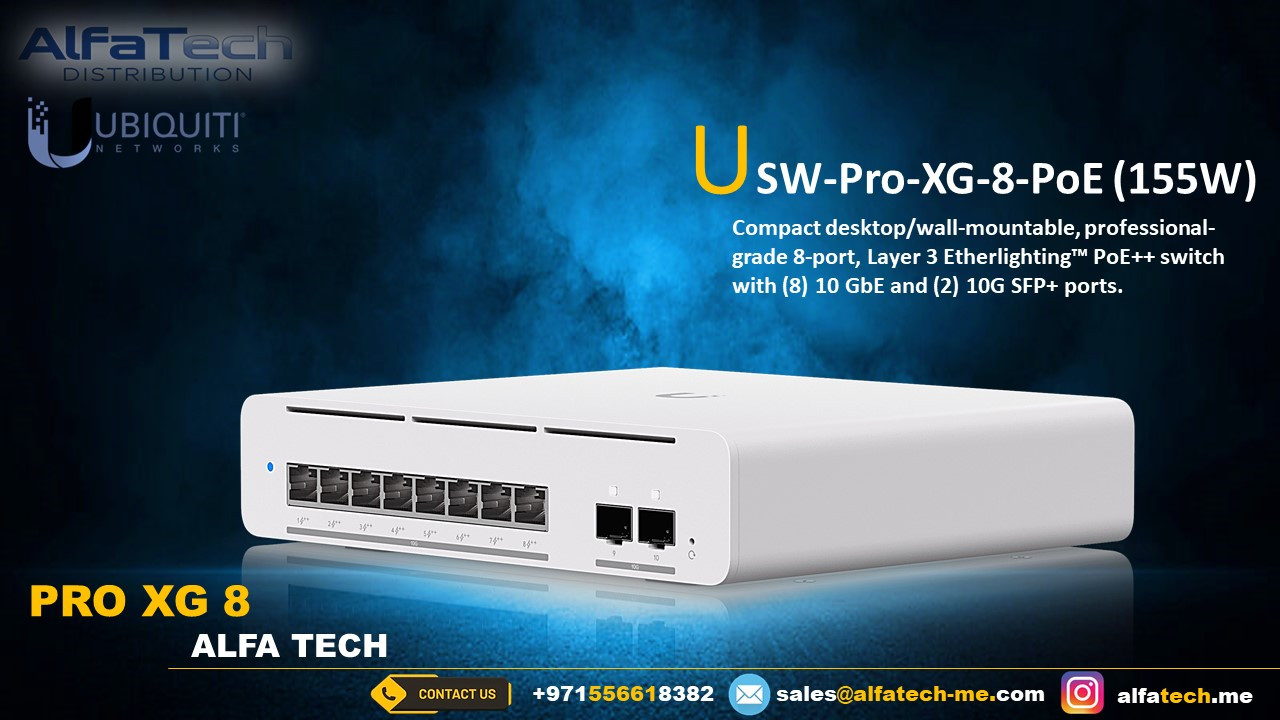 UniFi USW-Pro-XG-8-PoE – 8-Port 10G Managed PoE Switch (155W)