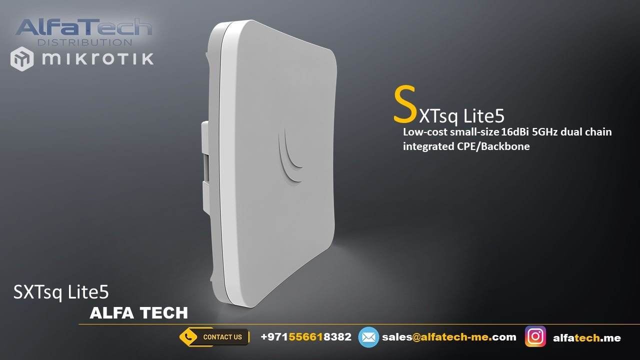MikroTik SXTsq Lite5 Compact 5 GHz Outdoor CPE for Reliable Point-to-Point and Point-to-Multipoint Links