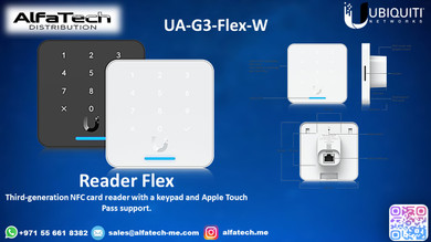 Ubiquiti UA-G3-Flex-W: Third-Generation NFC Card Reader with Keypad and Apple Touch Pass Support